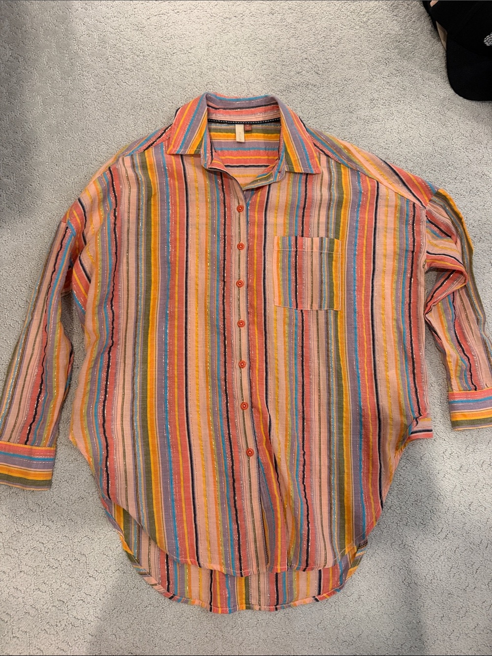 Anthropologie Pilcro XS Multicolor Stripe Button-Up Shirt - Casual Long Sleeve